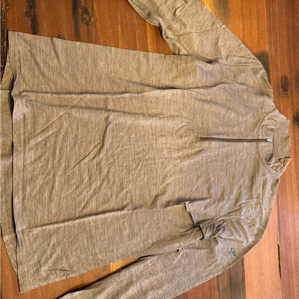 Icebreaker Merino Beige Gray 200 Weight Quarter-Zip Top